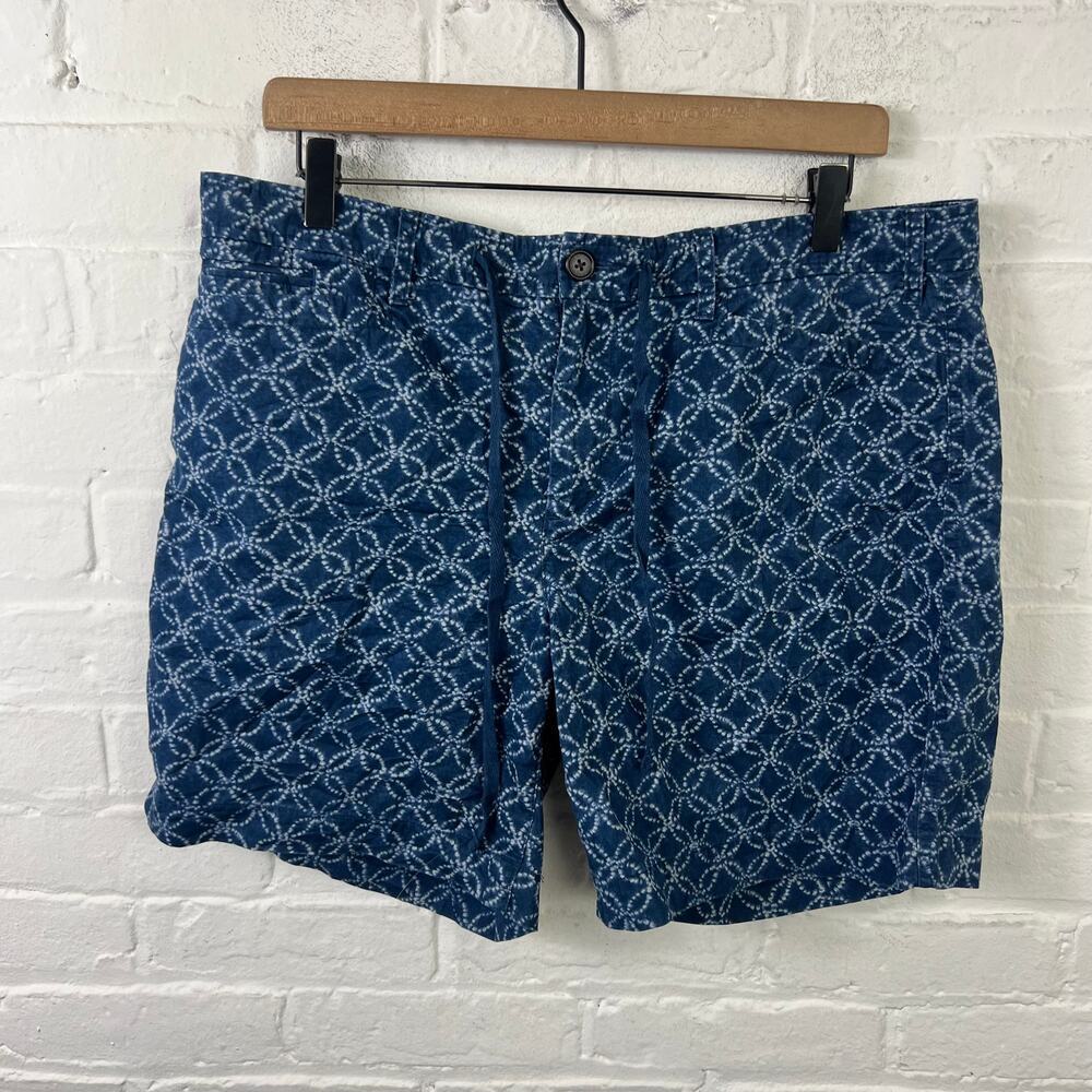 Lauren Ralph Lauren Men's Geometric Drawstring Chino Shorts Blue White Size 12